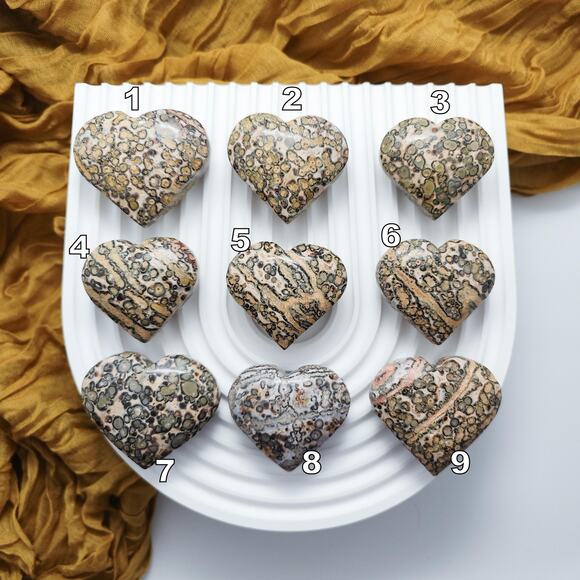 Leopard Skin Jasper Heart Crystal Carving Strength Crystals - Picture 8 of 9